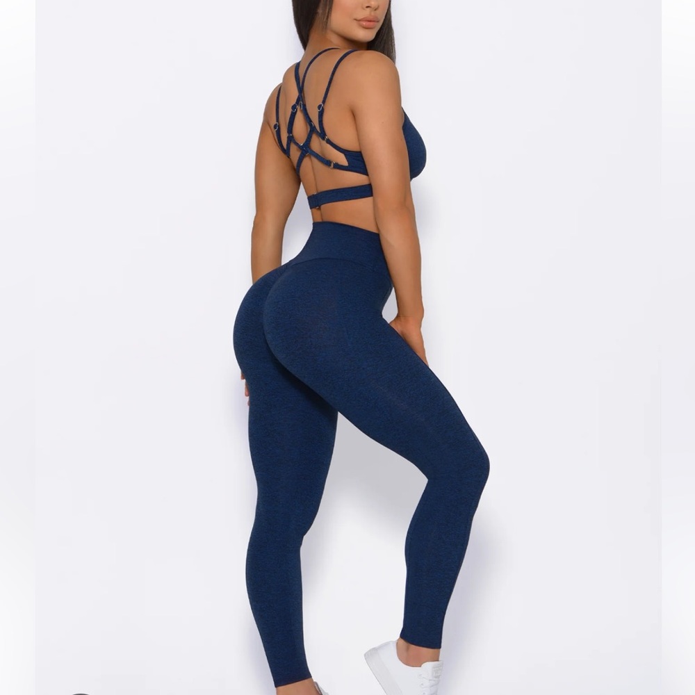 Bombshell Sportswear Peach Booty Leggings in Sapphire